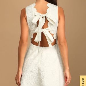 Lulus ivory scalloped tie-back skater dress